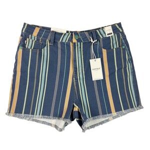 Judy Blue Striped Jean Shorts  Women's Size XL  NWT  3" High Rise Frayed Denim